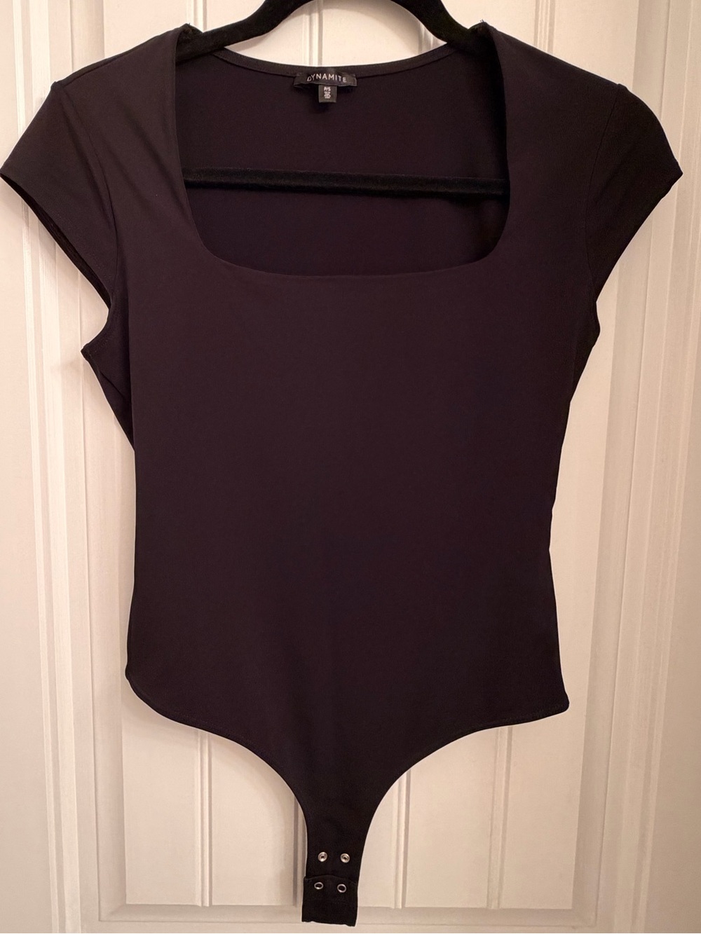 Dynamite Black Square Neck Cap-Sleeve Bodysuit